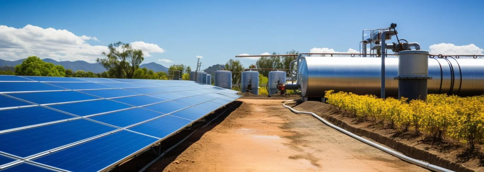 Editorial hero for “12 MW Solar Platform at the Central Aeration Station”: infrastructure, people and the project’s core technical intervention, without implying that the project is complete.