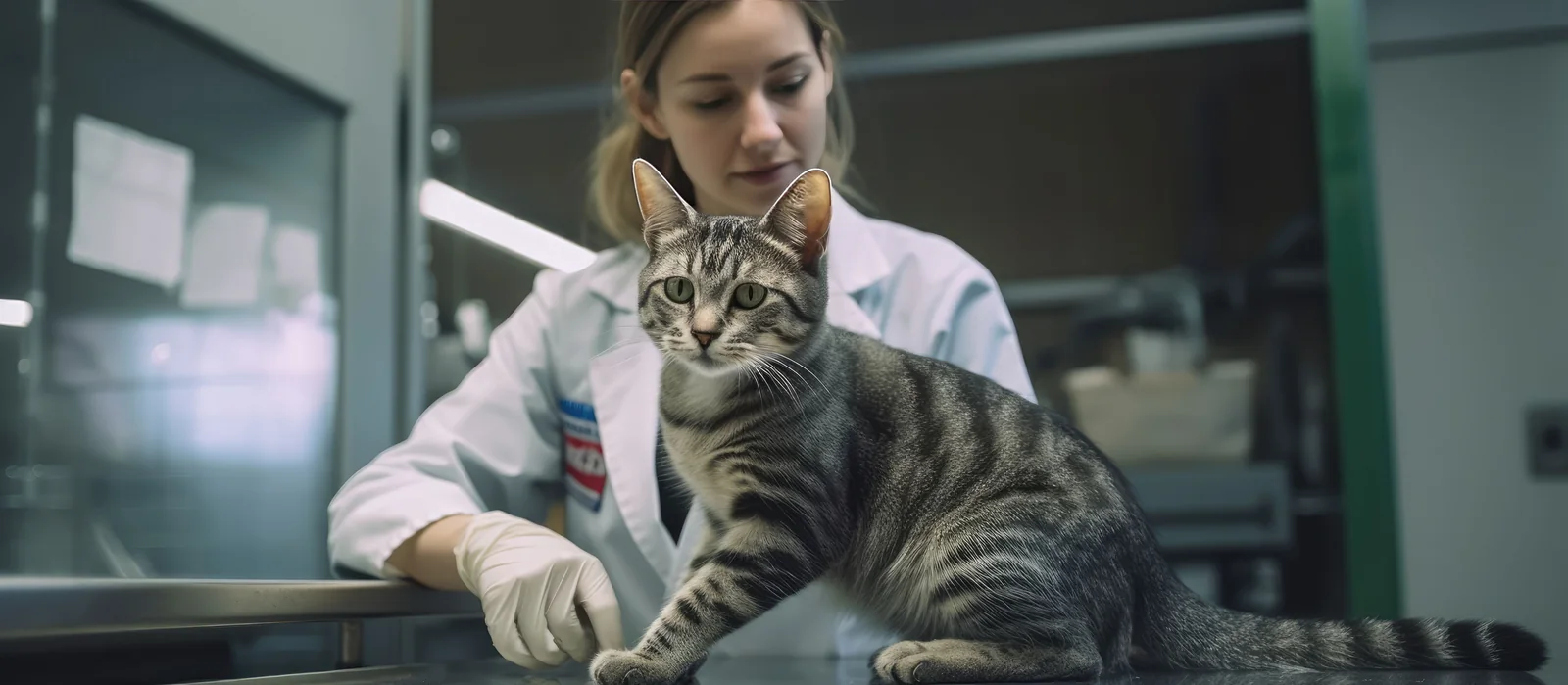 Veterinary team caring for companion animals in a warm day-and-night clinic scene with diagnostics and owner consultation.
