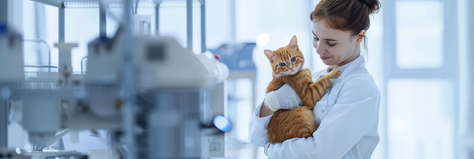 Veterinary team caring for companion animals in a warm day-and-night clinic scene with diagnostics and owner consultation.