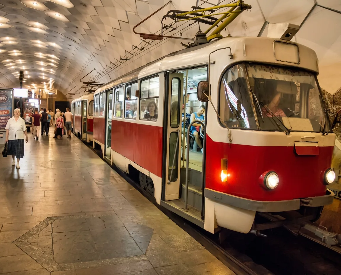 Kryvyi Rih high-speed tram at an underground station